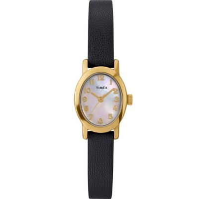 Women's Timex Cavatina Watch with Leather Strap - Gold/Black/Mother of Pearl TW2W82600 | Target