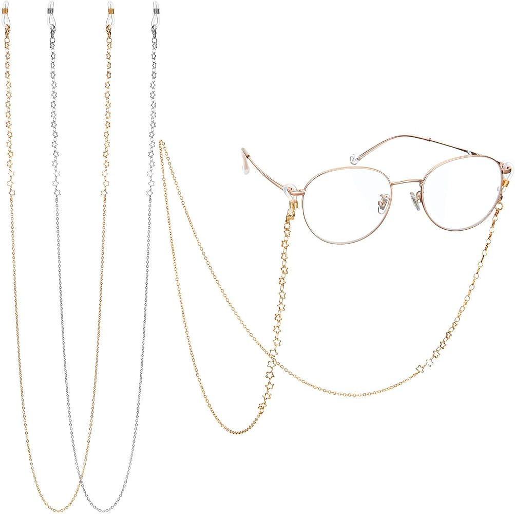 2 Pieces Star Eyeglass Chain Metal Sunglasses Chain Reading Eyeglasses Holder Strap Cord Lanyard ... | Amazon (US)
