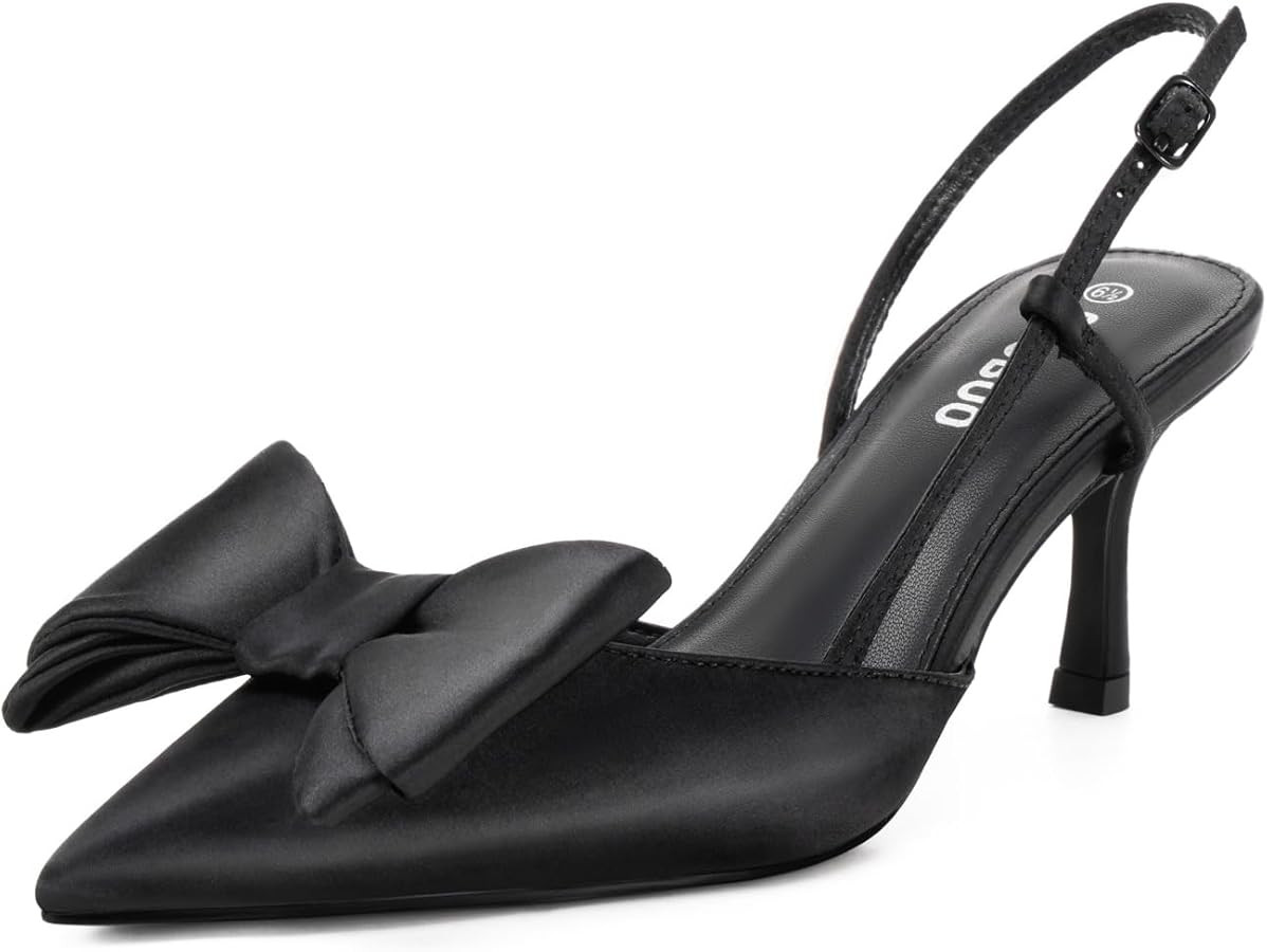 Women's High Heels with Bow - Pointed Toe Slingback Pumps for Dress Wedding Bridal | Amazon (US)