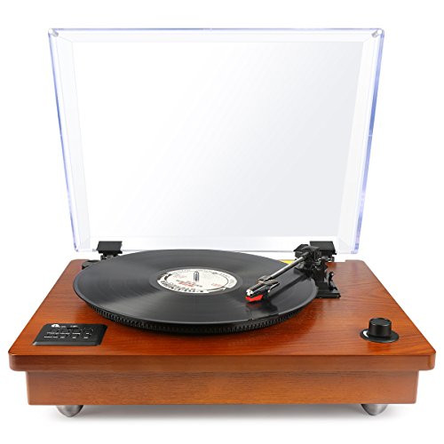 1byone Belt Driven Bluetooth Turntable with Built-in Stereo Speaker, Vintage Style Record Player, Vi | Amazon (US)