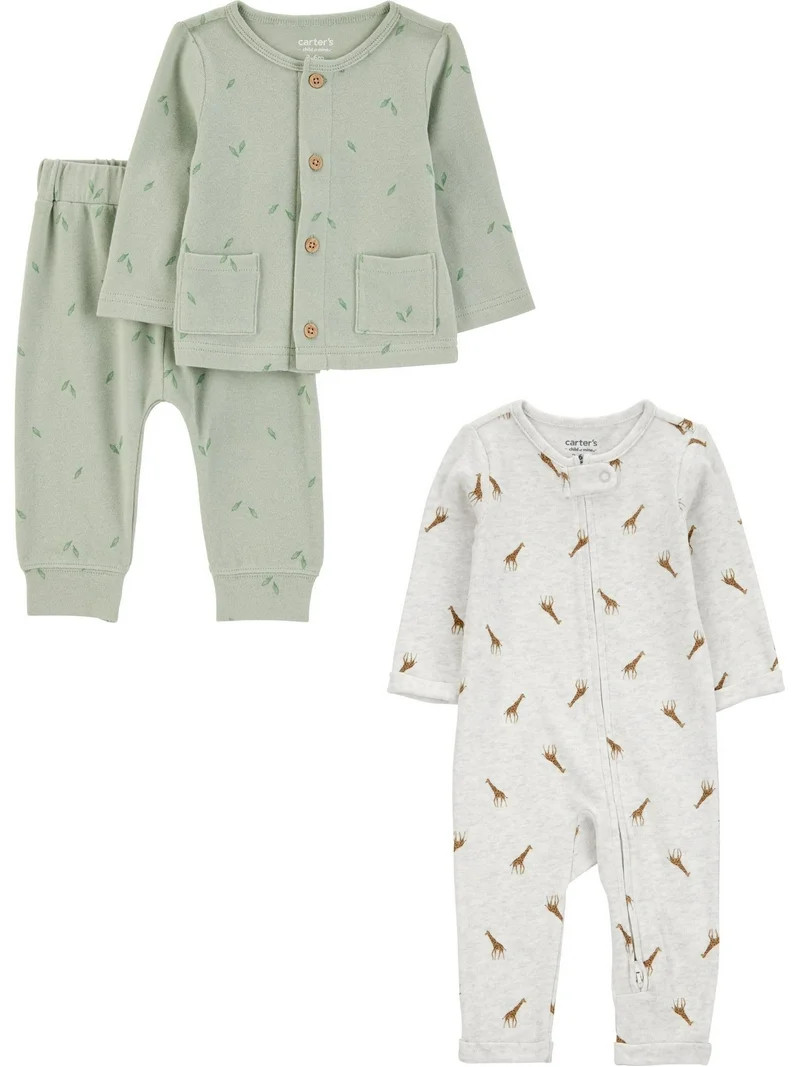 Carter's Child of Mine Baby Unisex Plush Outfit Set and Jumpsuit, 3-Piece, Sizes Newborn-6/9 Mont... | Walmart (US)