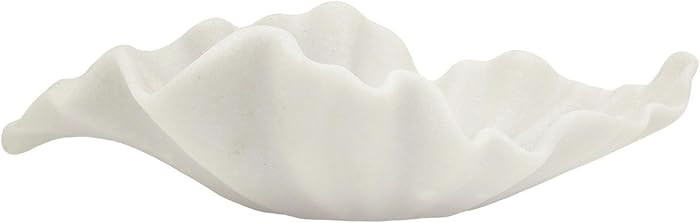 Off White Large Decorative Bowl - 16” Scalloped Ruffle Bowl for Home Decor - Coffee Table & Ent... | Amazon (US)