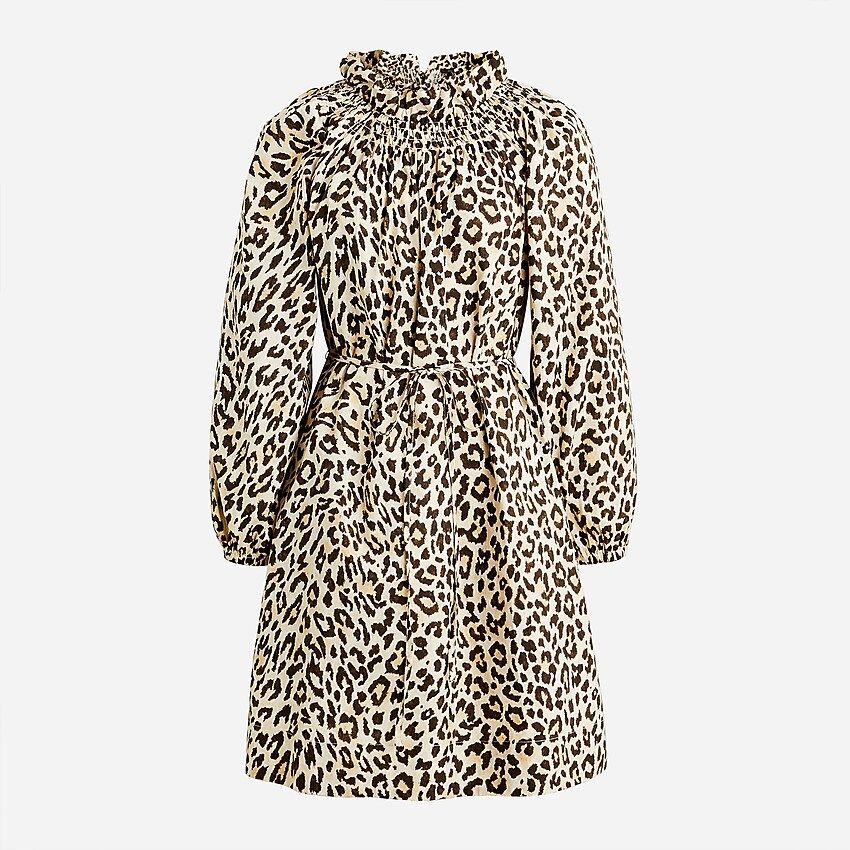 Ruffleneck puff-sleeve dress in leopard print | J.Crew US