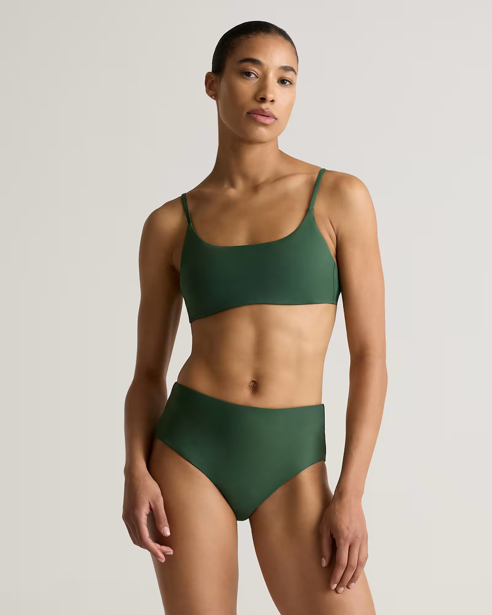 Italian Scoop Neck Bikini Top in Palm | Quince