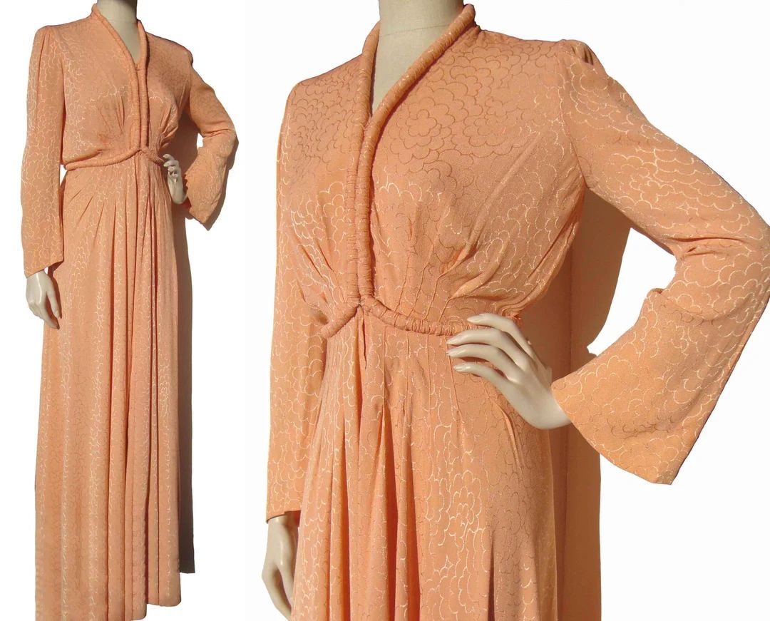 Vintage 30s Peach Damask Hostess Gown Lounging Robe S / M - Best & Co. | Etsy (US)