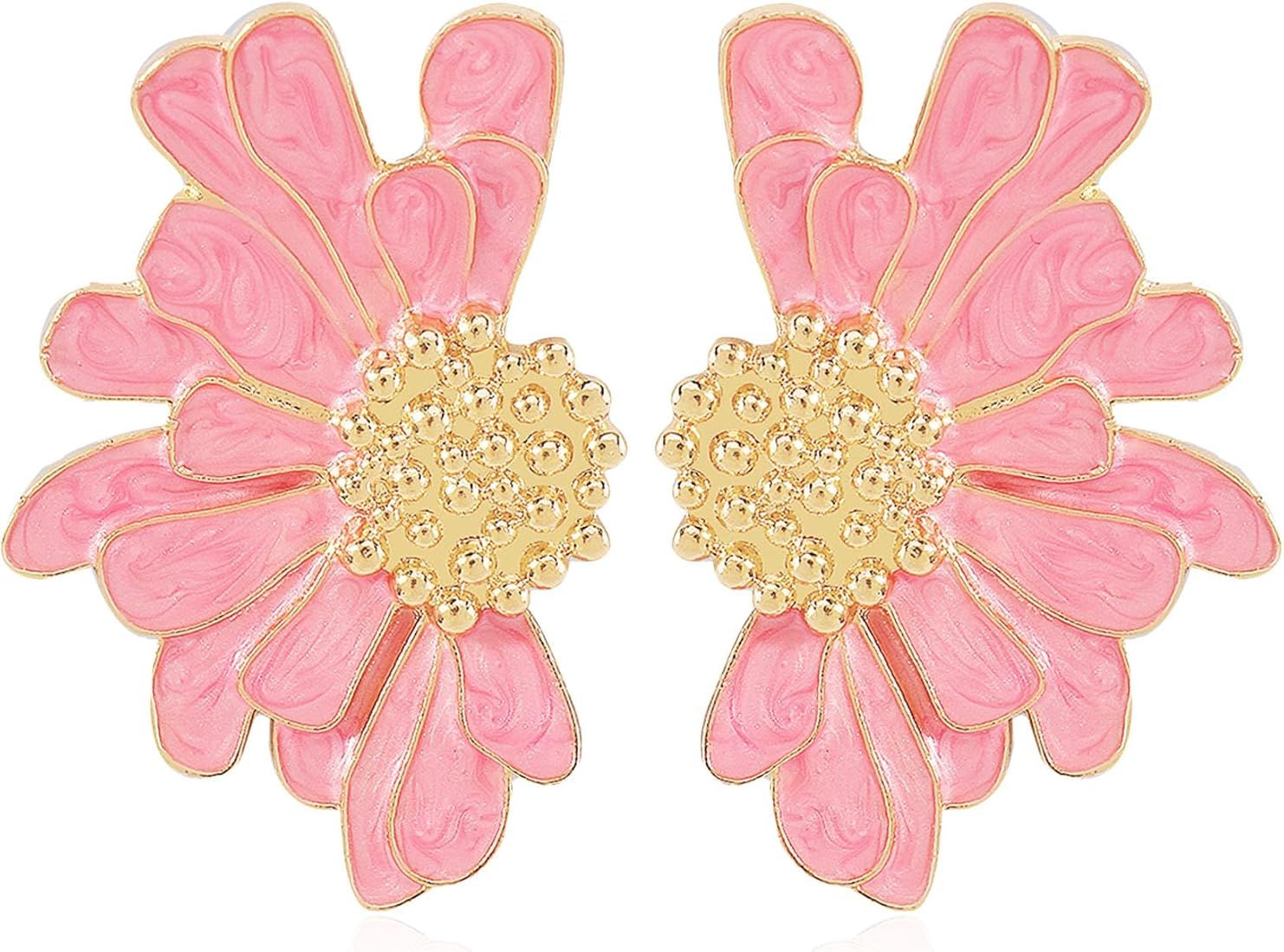 Vavhoo Big Vintage Flower Stud Earrings Exaggerated Oversized Daisy Flower Earrings Statement Jew... | Amazon (US)