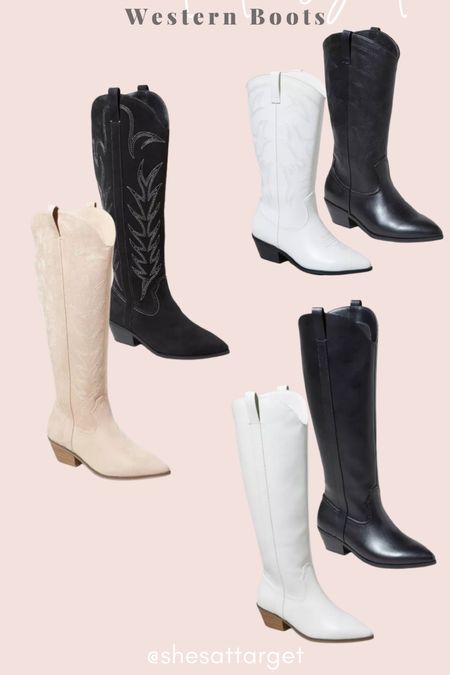 New western boots at Target! White cowboy boots, black cowboy boots!

#LTKunder50 #LTKshoecrush #LTKFind
