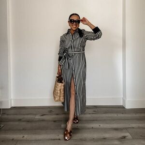 Black/White Striped Midi Shirt Dress | Poshmark