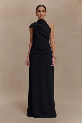 Analia Chiffon Maxi Dress - Black | MESHKI US