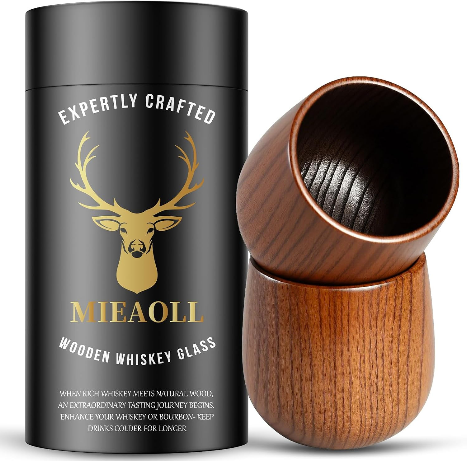 Wooden Whiskey Glass Gifts For Men - Charred Wood Bourbon Whiskey Glasses, Perfect for Men Who Ha... | Amazon (US)