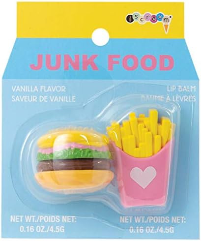 iscream Junk Food Burger and Fries Shaped Vanilla Scented Lip Balm Set | Amazon (US)