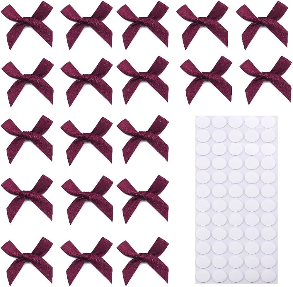 60pcs 1.7" Mini Burgundy Ribbon Bows Decor – Small DIY Satin Bows for Crafts, Little Bows for G... | Amazon (US)
