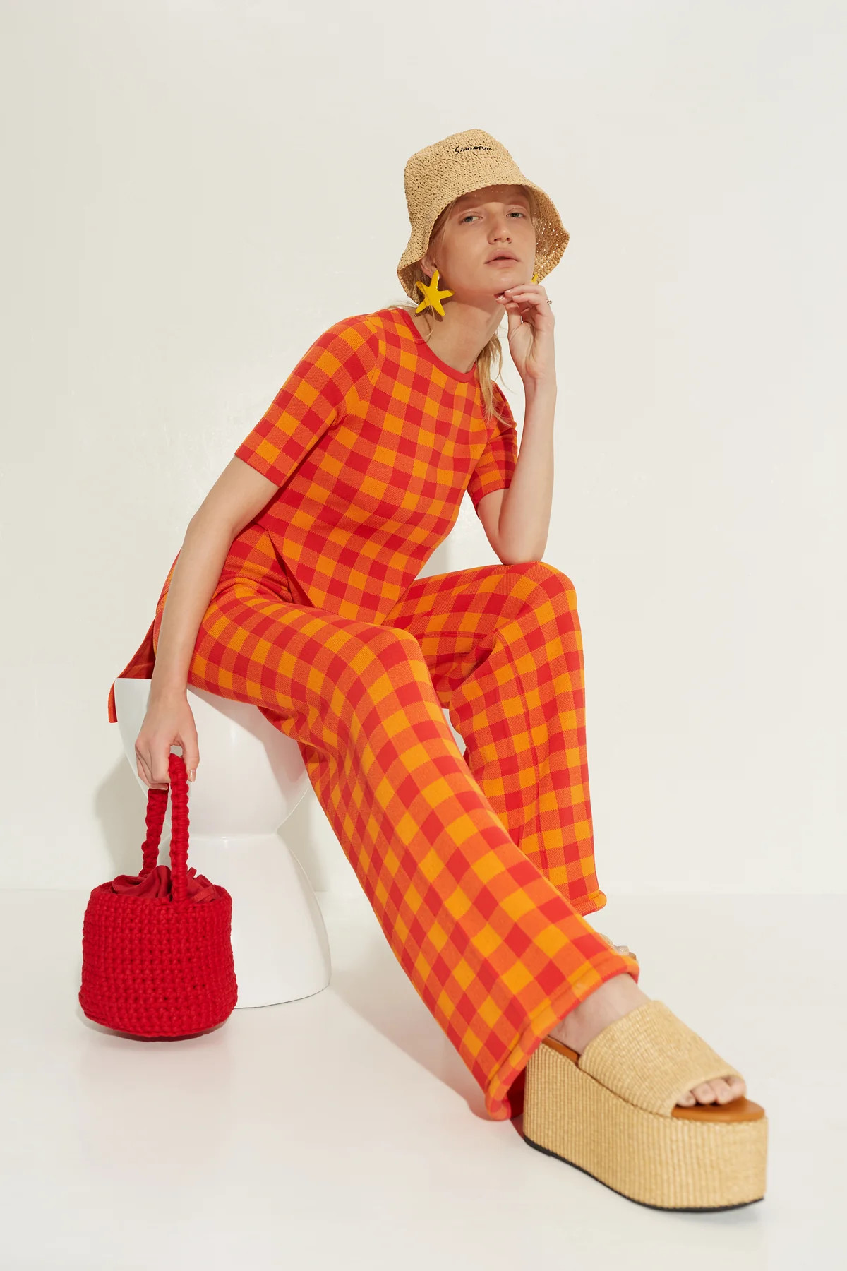 Knits
           By Canoga Short Sleeve Top in Retro Red Gingham | Simon Miller
