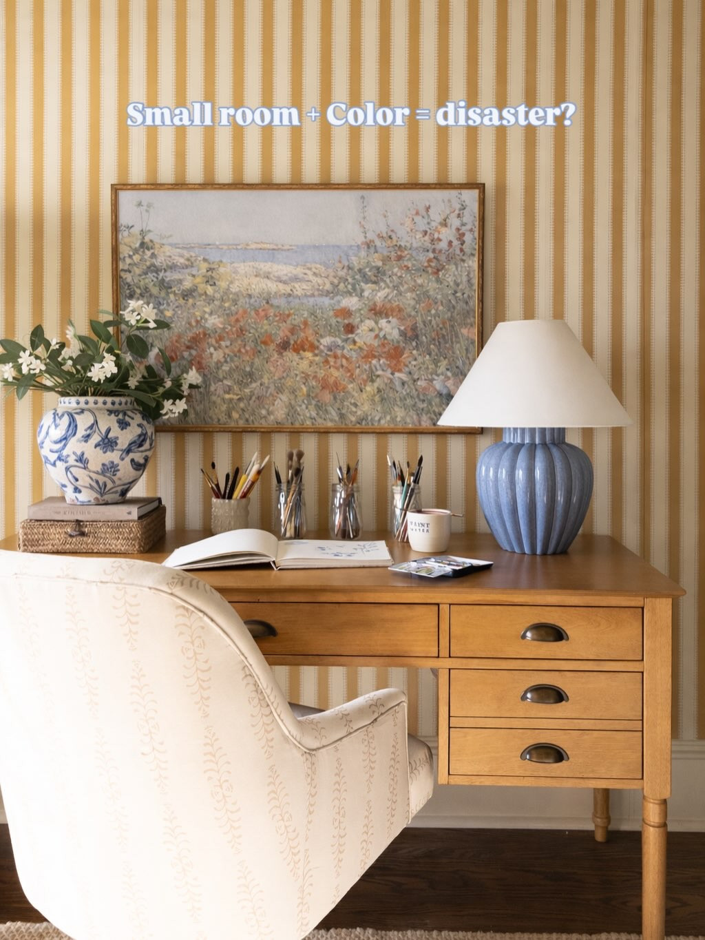 Never! Since we’re on the topic of yellow… I cannot stop thinking about it. Truly. When a color keeps tapping you on the shoulder like this, I’ve learned it usually means you should listen. I mentioned it in my bedroom post, and here I am again, still circling back to yellow like it’s a personality trait.

I know some of you said yellow can feel stimulating, and you’re not wrong. But I think the right shade of yellow paint, paired with the right neutral, can feel warm, happy, and surprisingly calm. Less highlighter, more morning sunlight. Also, if I’m being honest, I just really want to paint something yellow.

So while I wait for paint samples to arrive so we can swatch and overthink every option together, this room did its thing. It went from “eh” to “I love this” and now feels layered and lived-in.

#dailydoseofcolor #vintagehome #homeofficeinspo #interiordesignideas #homeinspo