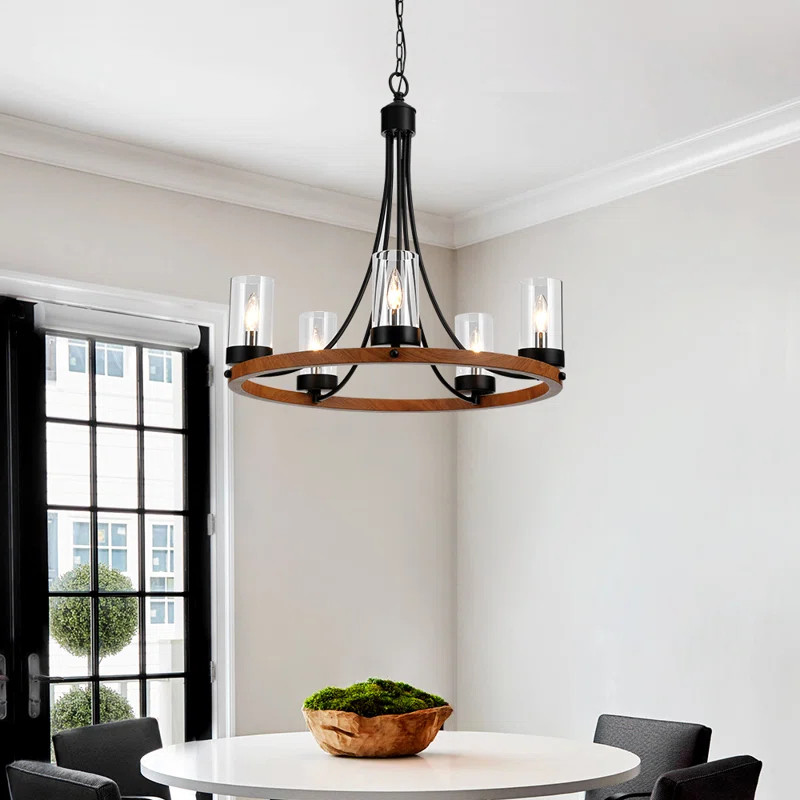 Gusman 5 - Light Candle Style Wagon Wheel Chandelier | Wayfair North America