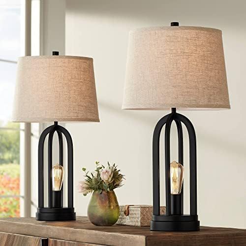 Marcel Industrial Modern Table Lamps 24.25" High Set of 2 with USB Charging Port and Nightlight LED  | Amazon (US)