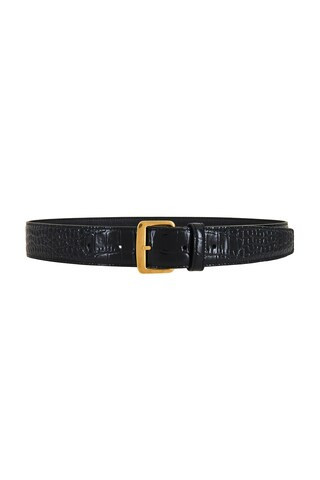 Saint Laurent Croc Embossed Belt in Black | FWRD 