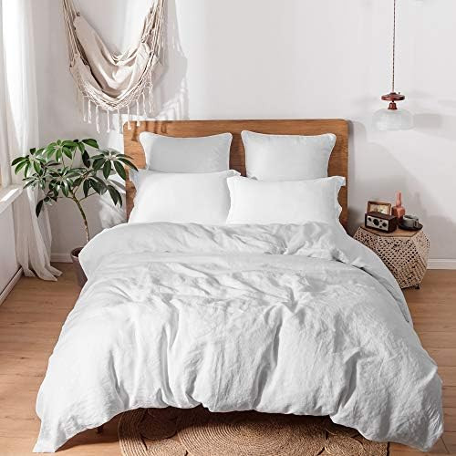 Simple&Opulence 100% Linen Duvet Cover Set with Washed-French Flax-3 Pieces Solid Color Basic Sty... | Amazon (US)