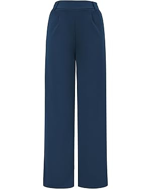 AFITNE Womens Wide Leg Work Pants High Waisted Pull On Dress Pants with Pockets Elastic Waistband... | Amazon (US)