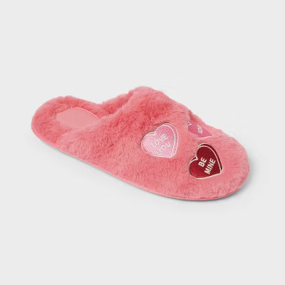 Women's Shana Candy Hearts Scuff Slippers - Auden™ Pink M | Target