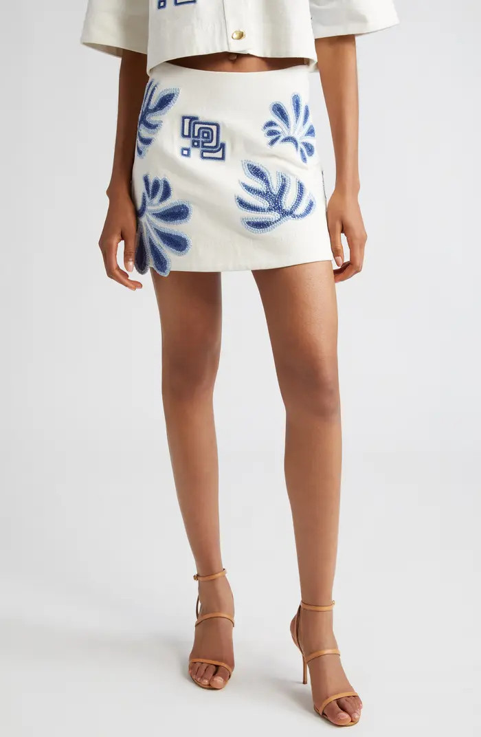 Aje Espirit Floral Embroidery Cotton Miniskirt | Nordstrom | Nordstrom