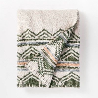 Fair isle Throw Blanket Green - Threshold&#8482; designed with Studio McGee | Target