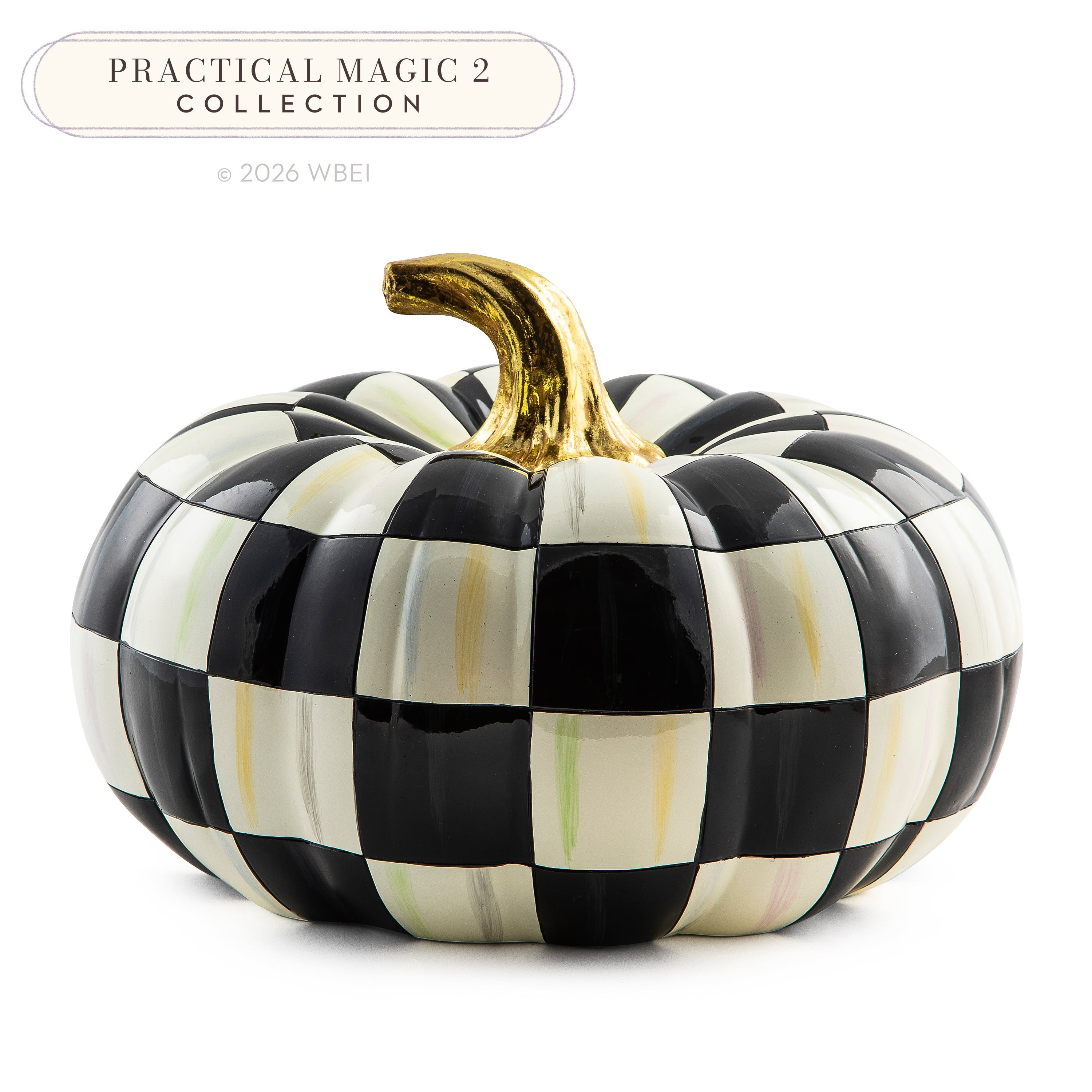 MacKenzie-Childs Courtly Check Squashed Glossy Medium Pumpkin | MacKenzie-Childs