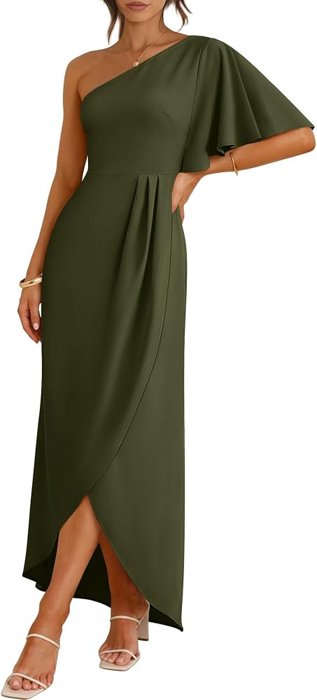 ANRABESS Women One Shoulder Formal Wedding Guest Dress Formal Fall Dress Formal Dresses Amazon Fall | Amazon (US)