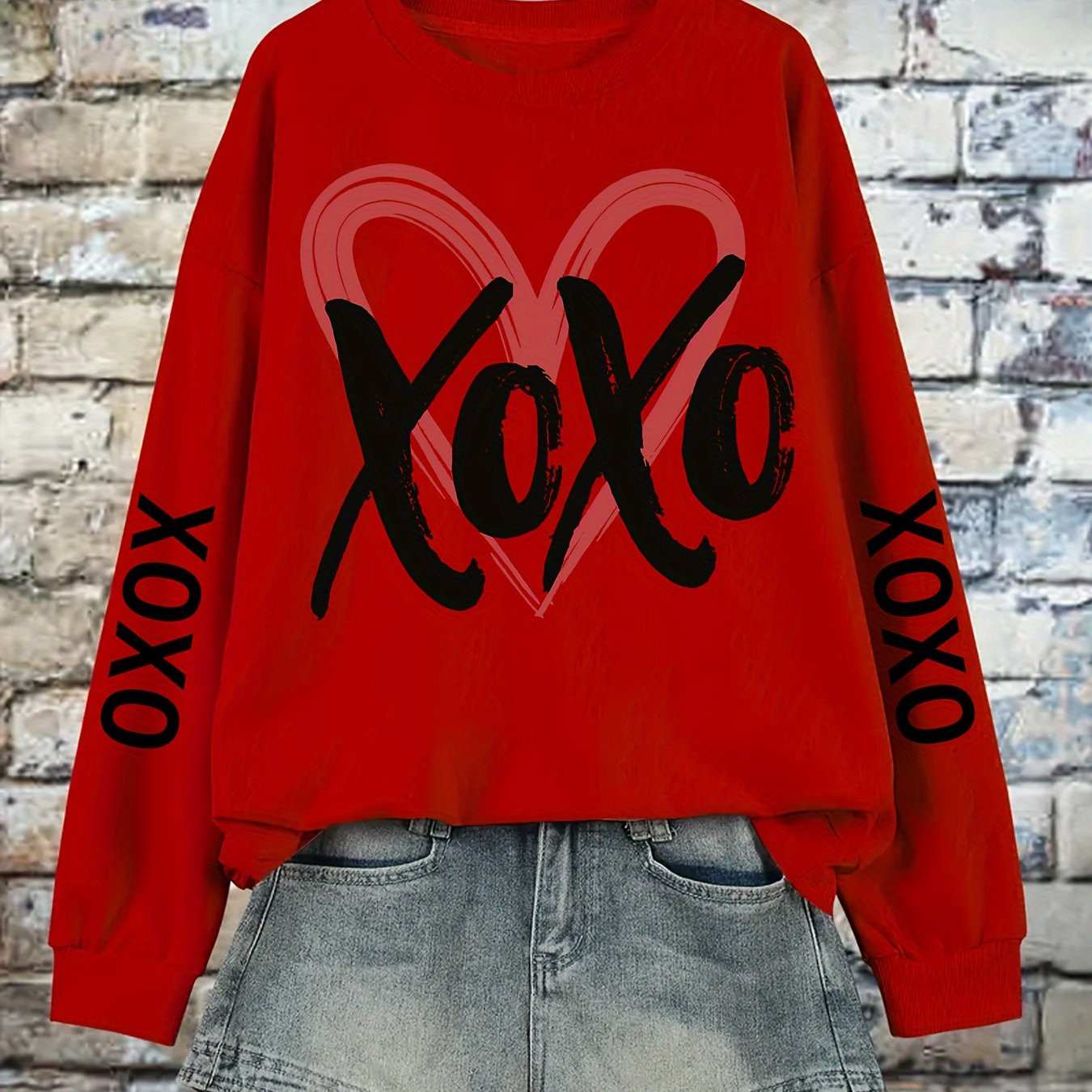 women's plus size long sleeve sweatshirt love   heart - Temu | Temu Affiliate Program
