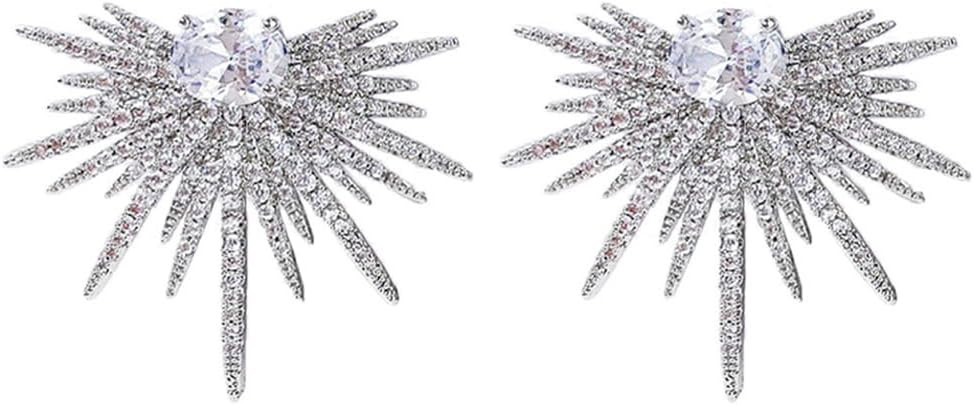 Rhinestone Silver Statement Earrings, Star Stud Earrings Fashion Design | Amazon (US)
