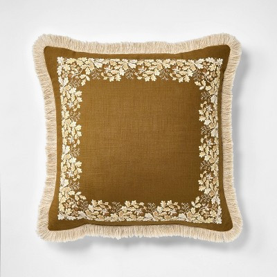 20"x20" Oak Printed Throw Pillow with Fringe Olive - Threshold™ designed with Studio McGee | Target