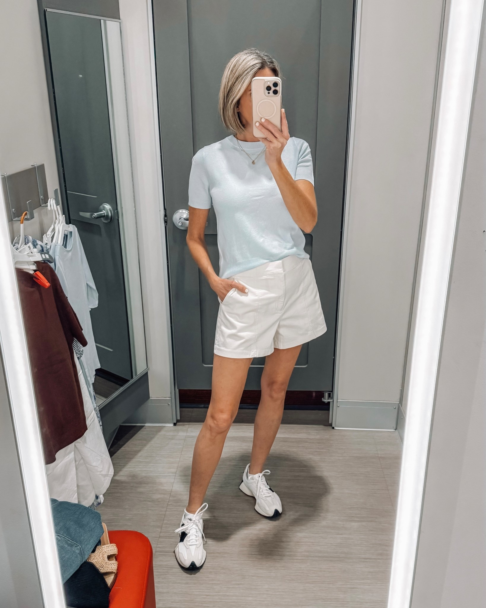 Are we ready for shorts season? Gearing up for spring break and warmer weather ☀️ crew neck short sleeve sweater  wearing a small - cream shorts wearing size 4 

Target style | Shorts outfit | Summer style 

#LTKOver40 #LTKSeasonal #LTKootd