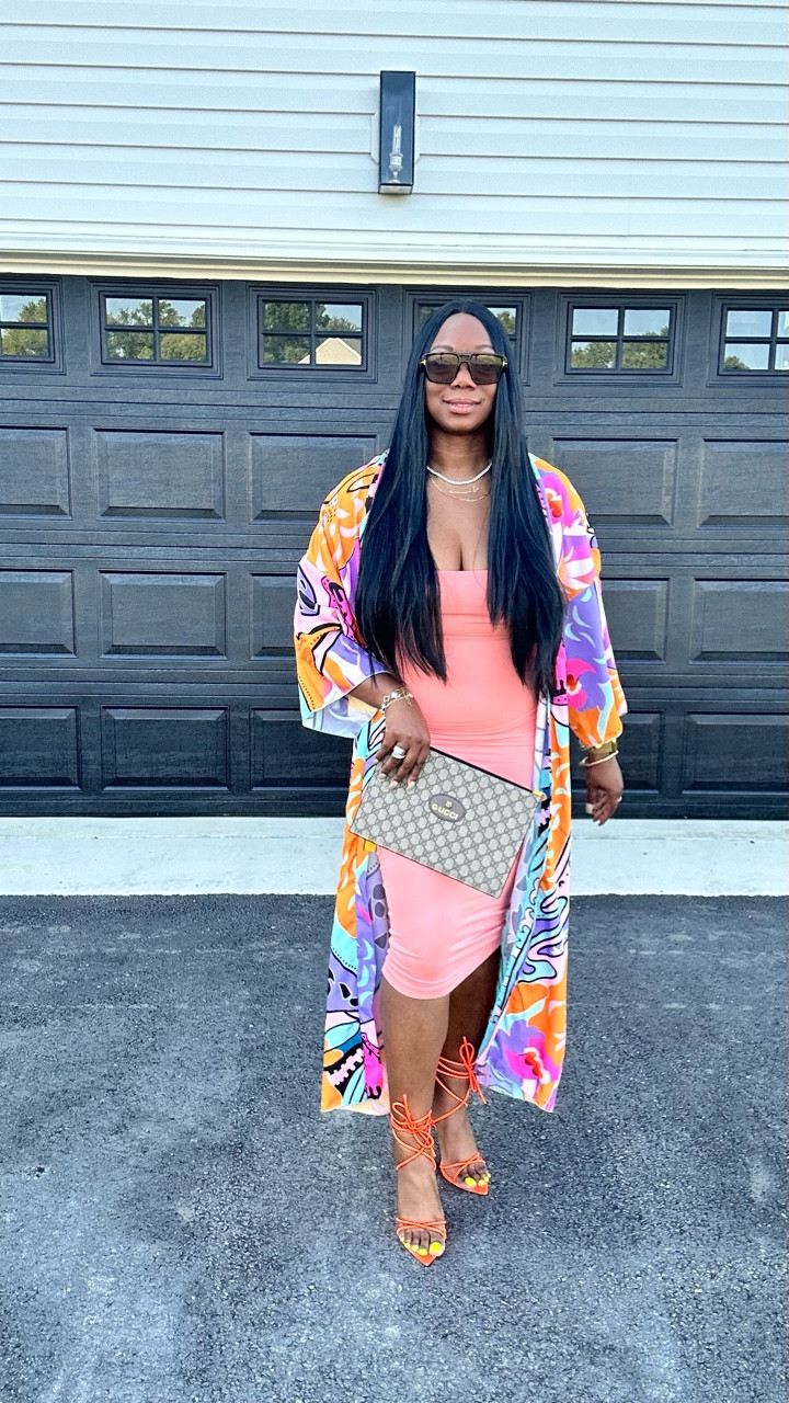 I wanted to brighten up your timeline 🧡💛💚🩷

Dress @jluxlabel 

Shoes @amazonfashion 

Bag @gucci 

Kimono  @shein_us sold out