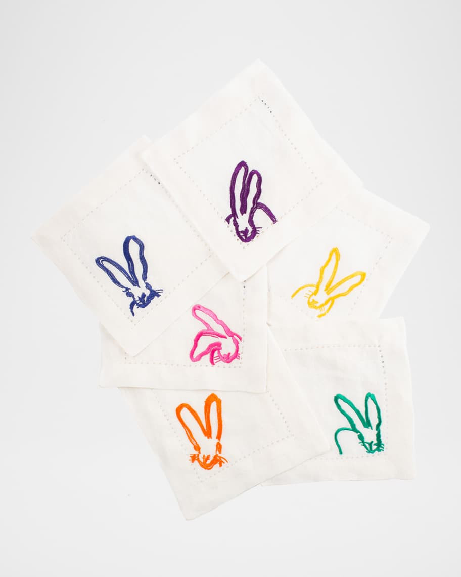 Hunt Slonem Colorful Bunnies Cocktail Napkins, Set of 6 | Horchow