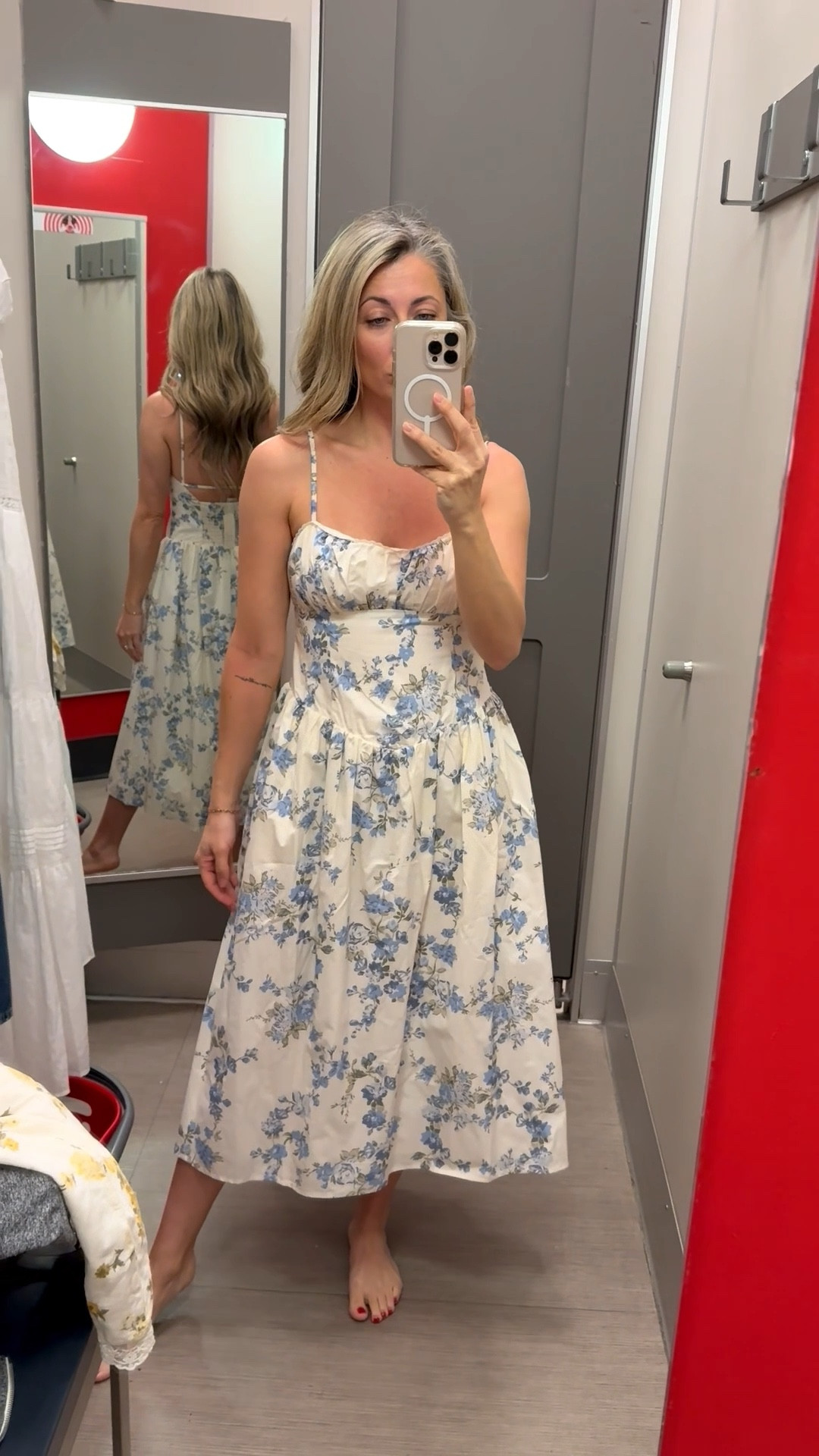 How cute is this blue floral corset midi dress from Target A New Day! Just super form fitting and elegant! Would be perfect for Easter! Wearing an XS! 

#LTKPetite #LTKOver40 #LTKootd