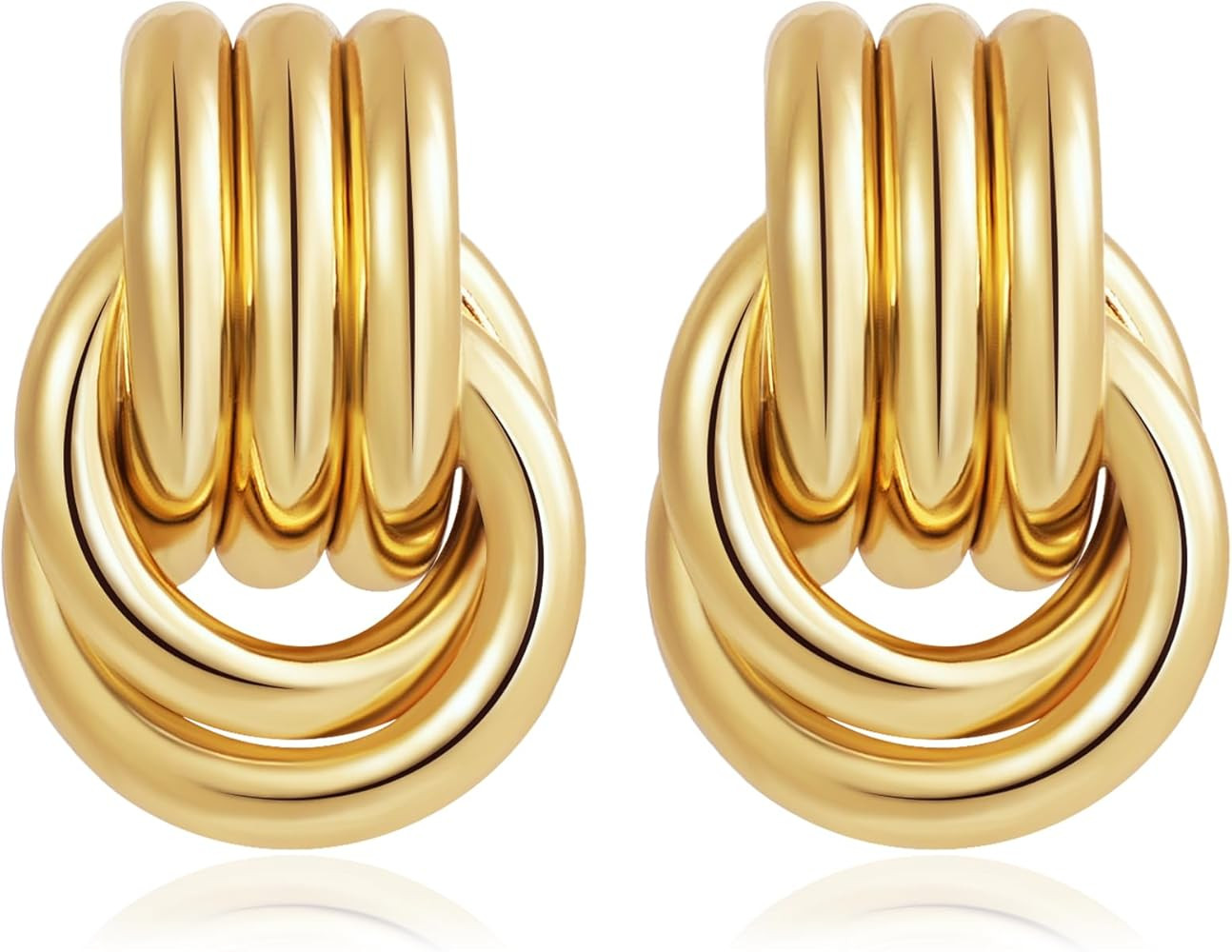 Chunky Gold Earrings for Women - Double Knots 14K Real Gold Plated Hypoallergenic Nickel Free Jew... | Amazon (US)