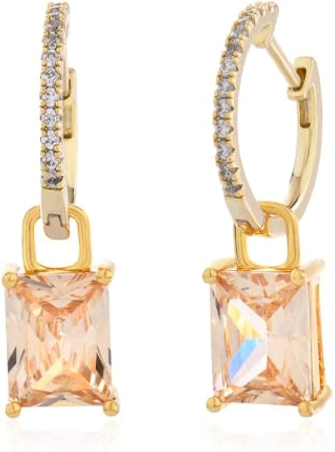 MABARRI Gold Pendant Earrings 14K Yellow Gold Plated Mother of Pearl Earrings for Women Girls Tre... | Amazon (US)