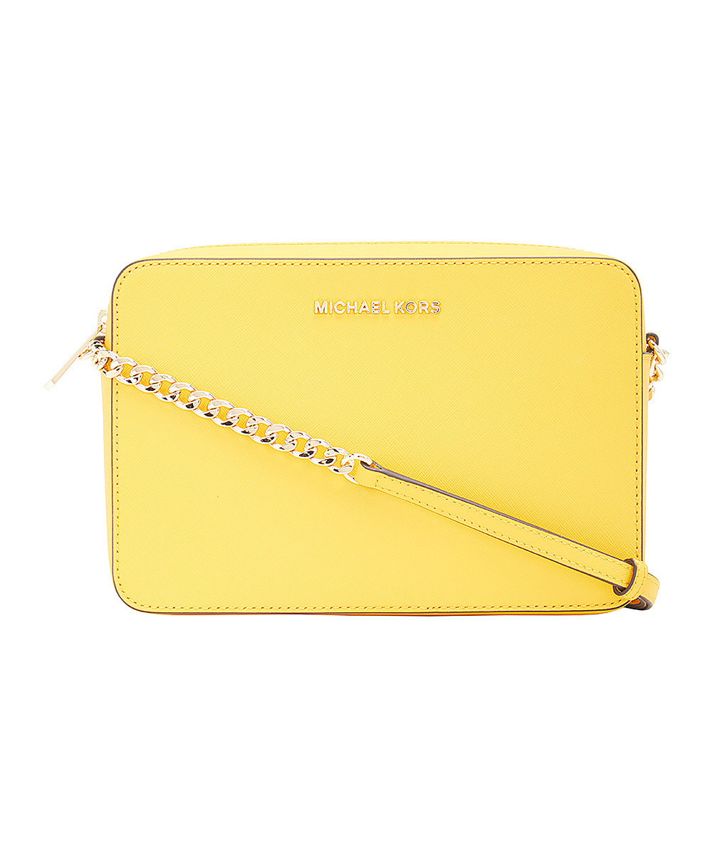 Michael Kors Women's Crossbodies JASMINE - Jasmine Yellow Jet Set Leather Crossbody Bag | Zulily