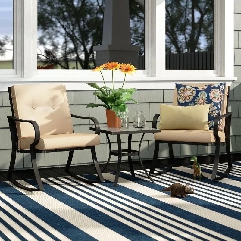 Outdoor 3 Piece Bistro Set with Cushions | Wayfair North America