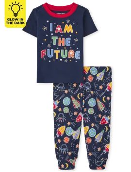 Unisex Baby And Toddler Glow Rocket Ship Snug Fit Cotton Pajamas - thunder blue | The Children's Place