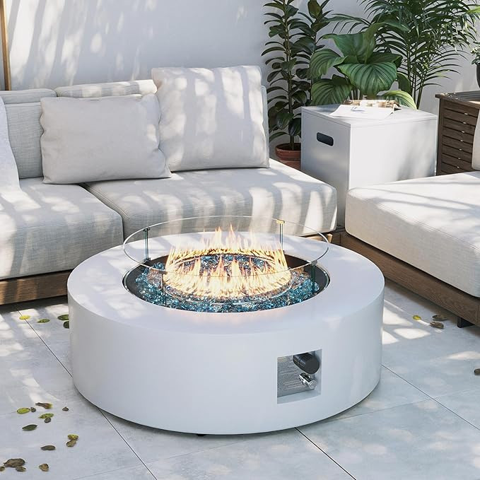 UPHA 42-inch Outdoor Propane Gas Fire Pit Table 50000 BTU Iron Round Fire Pit for Outside Patio w... | Amazon (US)