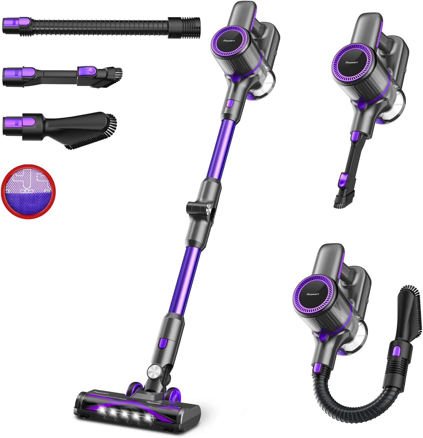 POWEART Cordless Vacuum Cleaner with 30Kpa Powerful Suction, 350W Rechargeable Vacuum Cleaner wit... | Amazon (US)