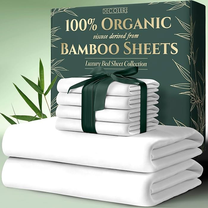 DECOLURE 100% Organic Viscose Derived from Bamboo Sheets King Size 6pcs - Ultra Soft & Luxuriousl... | Amazon (US)
