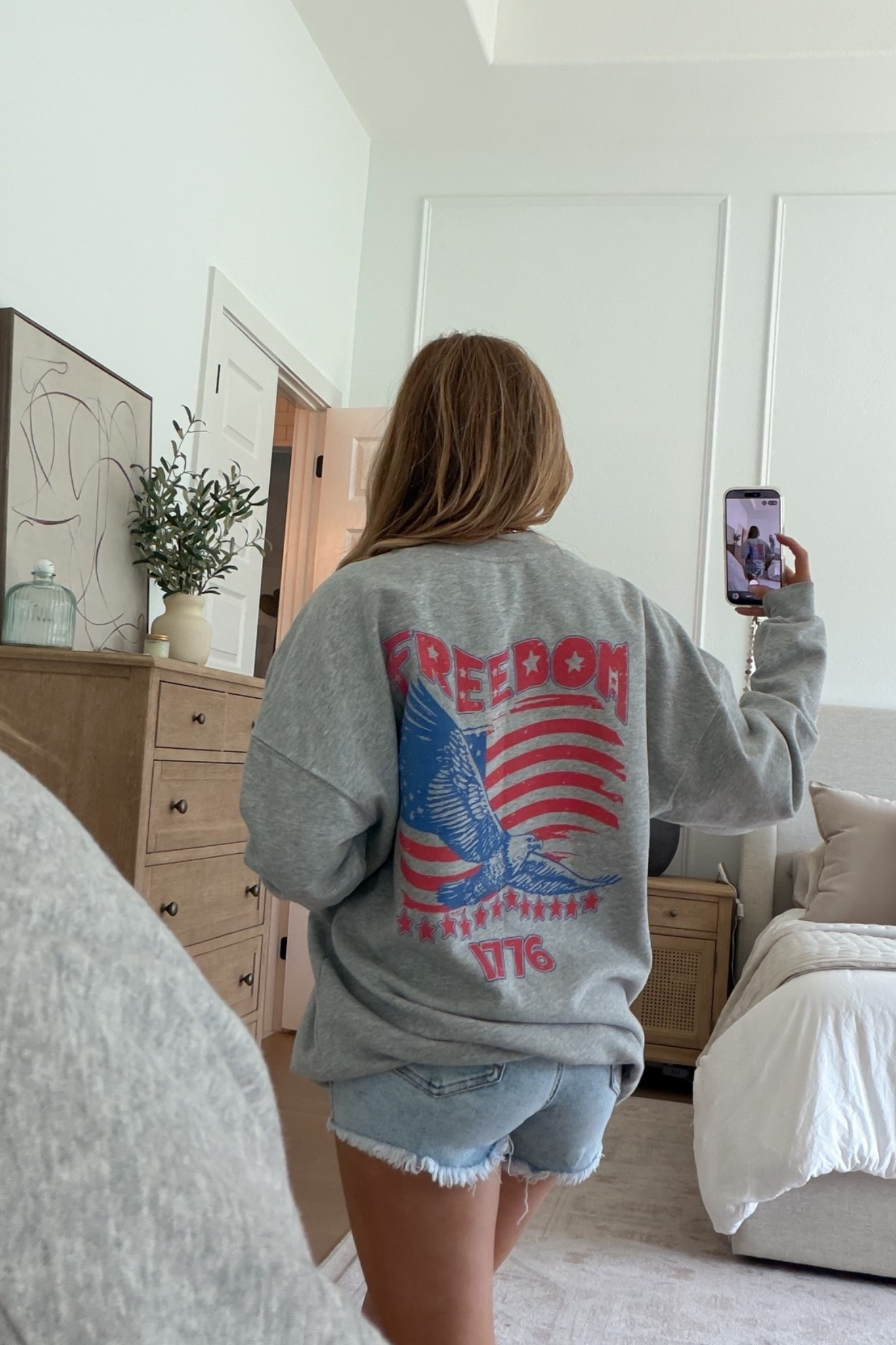 wearing a large