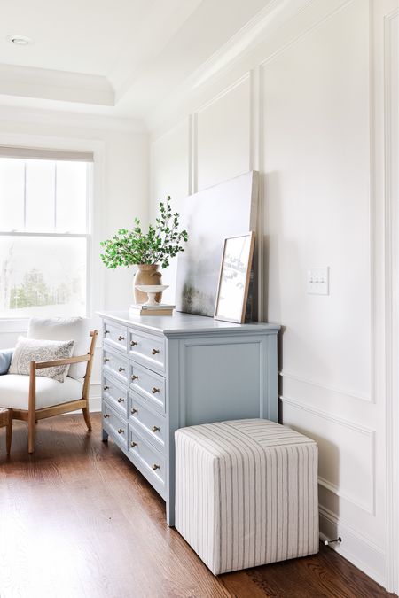 Blue dresser in bedroom with canvas art, McGee chair, faux branches.  Amazon home, target 

#LTKSeasonal #LTKhome