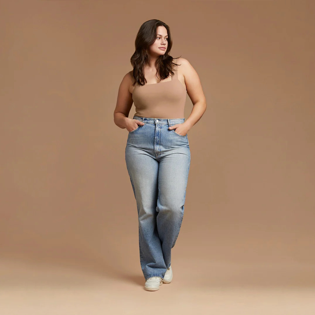 Women's Square Neck Tank Bodysuit - Cinnamon - nuuds | nuuds