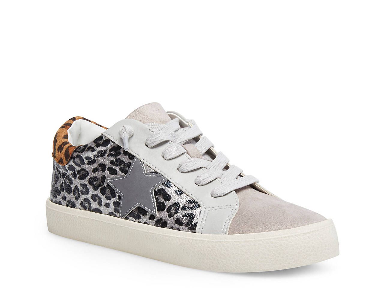 COLOR: Silver/Grey/Off White Leopard Print Fabric/Faux Leather | DSW