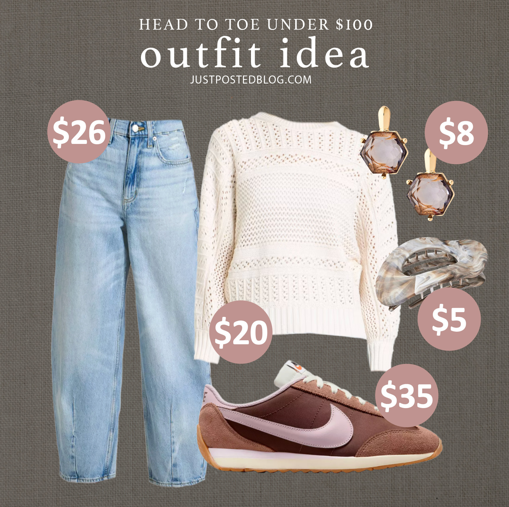 HOLY MOLY! Are you seeing these prices? The sneakers are on sale and they drop to only $35 in your cart! The jeans and sweater are on sale right now, and the earrings drop in price when you log into your circle account and apply the 20% off deal! LOVE this look to transition to fall! 

 #LTKootd #LTKSaleAlert