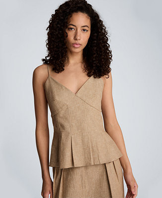 Women's Fitted V-Neck Cami Pleated Top | Macy's