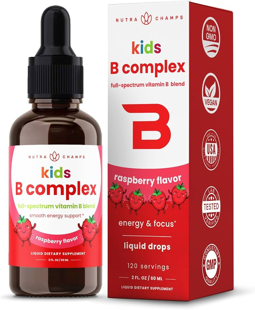 NutraChamps Vitamin B Complex for Kids, B1, B2, B3, B6, B7, B9 & Methyl B12, Kids B Complex Liqui... | Amazon (US)